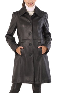 BGSD Women Amber Lambskin Leather Walking Coat