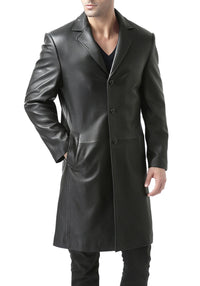 BGSD Men Classic New Zealand Lambskin Leather Long Walking Coat