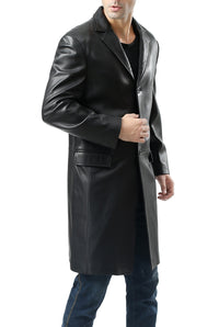 BGSD Men New Zealand Lambskin Leather Long Walking Coat