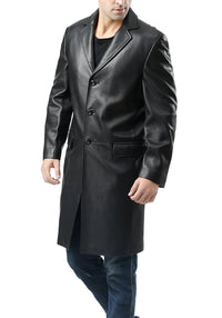 BGSD Men New Zealand Lambskin Leather Long Walking Coat