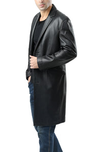 BGSD Men New Zealand Lambskin Leather Long Coat