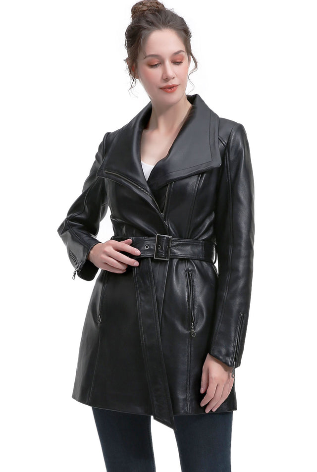 BGSD Women Patsy Lambskin Leather Coat