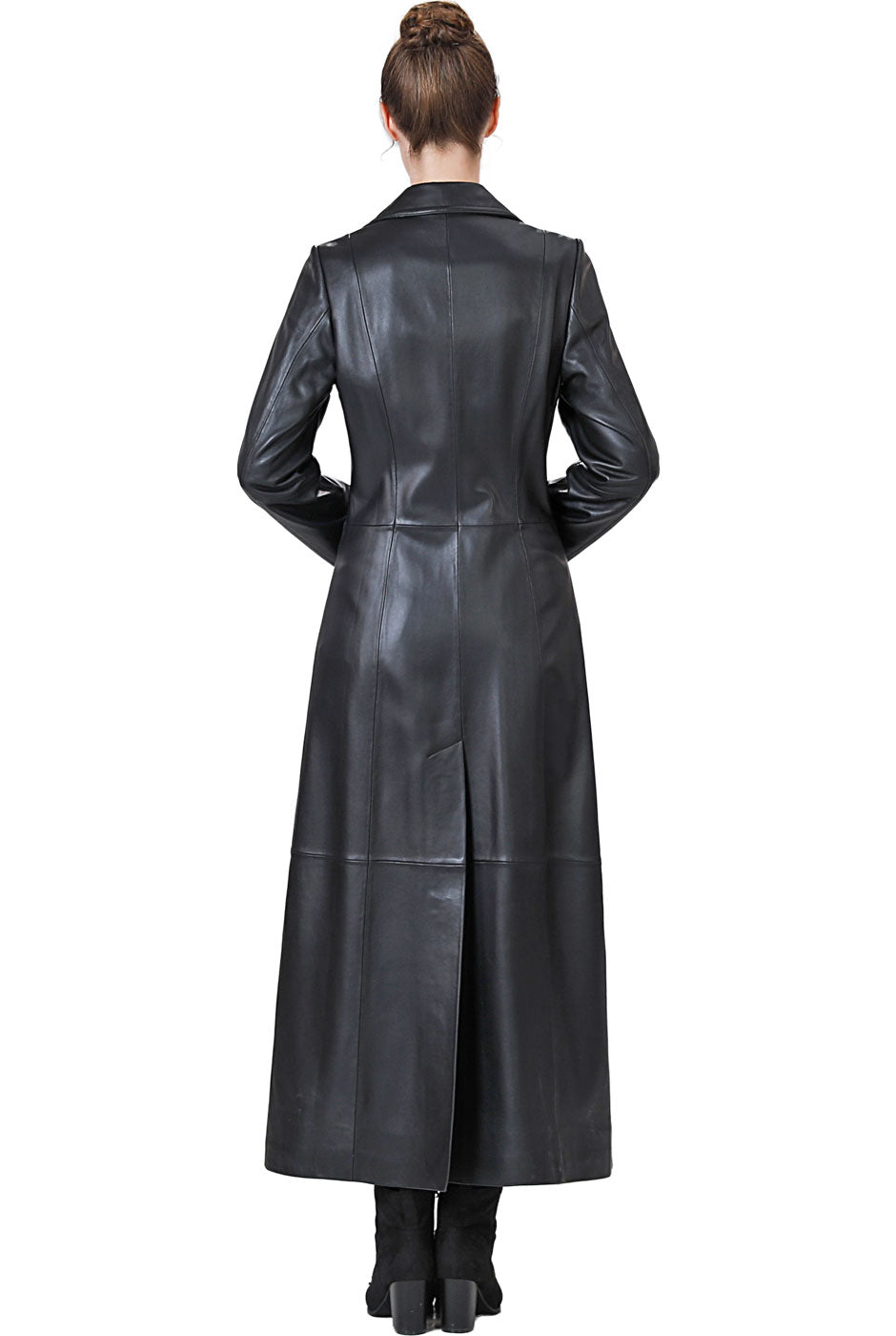 BGSD Monogram Collection Women Lambskin Leather Maxi Coat