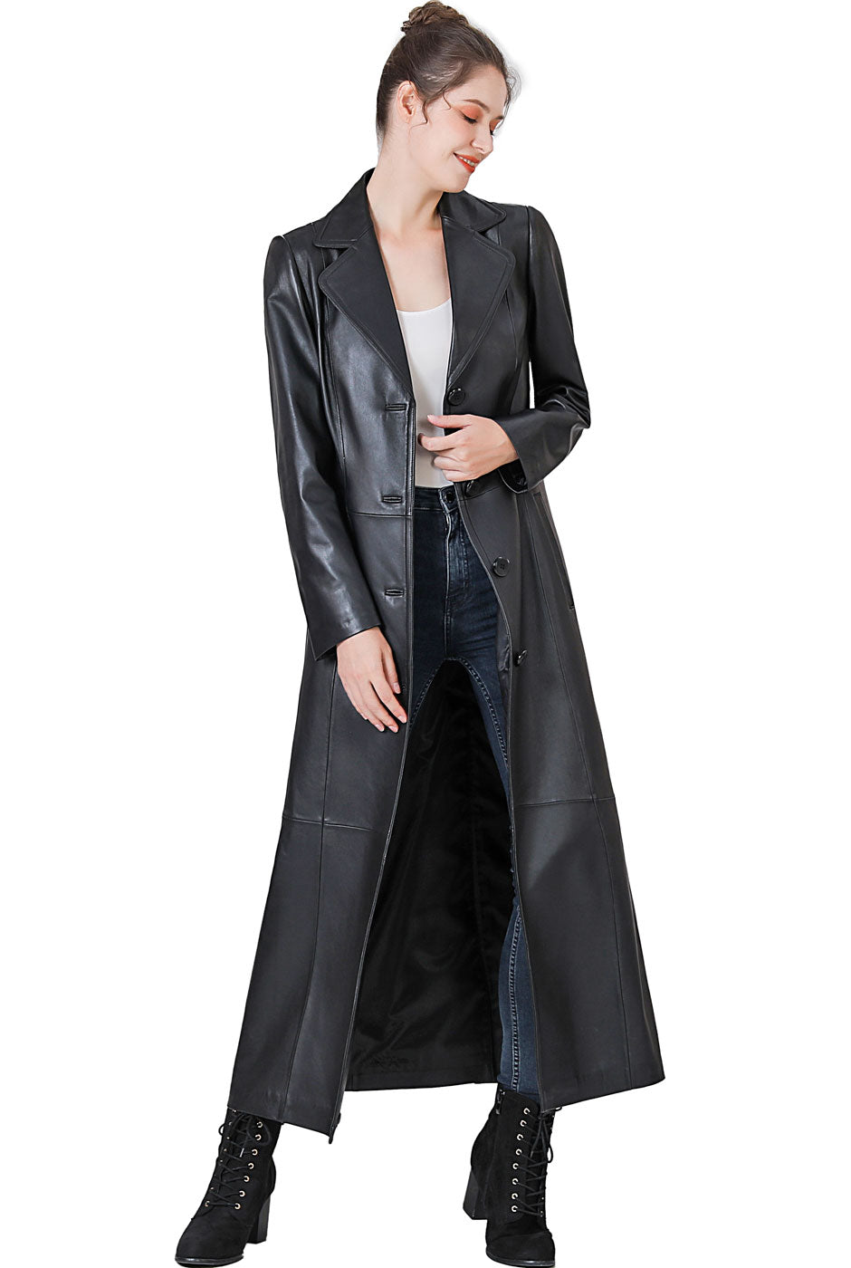 Ladies maxi hotsell leather coats