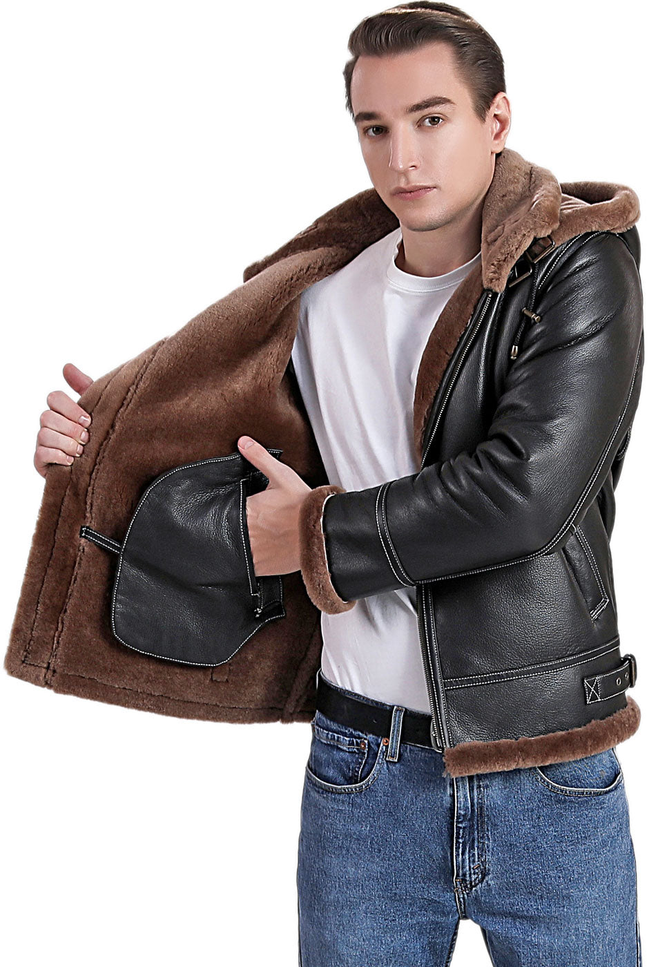 Landing Leathers Men Monogram Collection B-3 Sheepskin Bomber Jacket