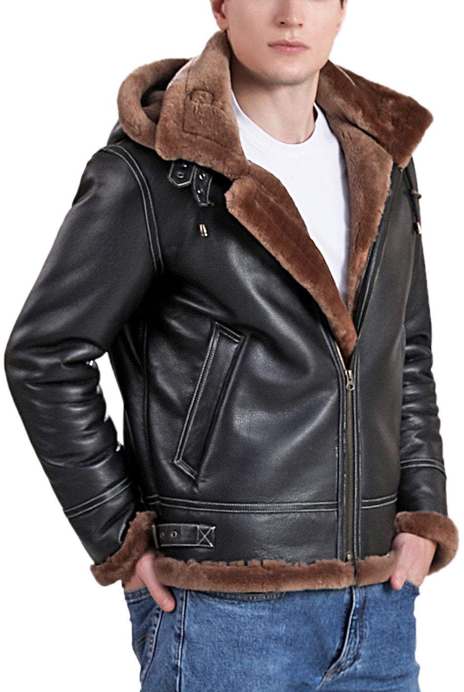 Landing Leathers Men Monogram Collection B-3 Sheepskin Bomber Jacket