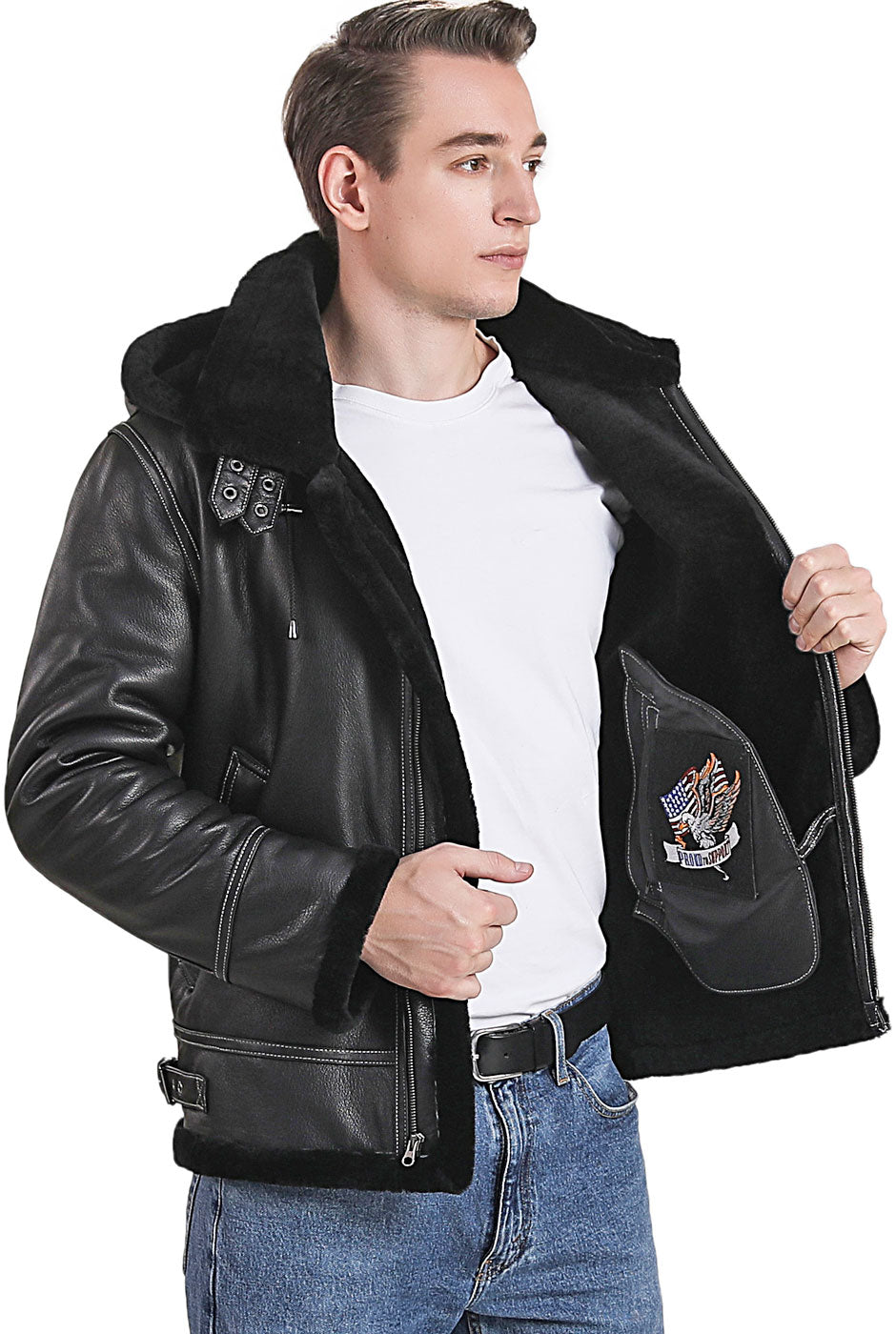 Landing Leathers Men Monogram Collection B-3 Sheepskin Bomber Jacket