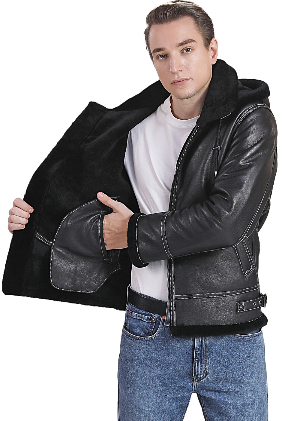 Landing Leathers Men Monogram Collection B-3 Sheepskin Bomber Jacket