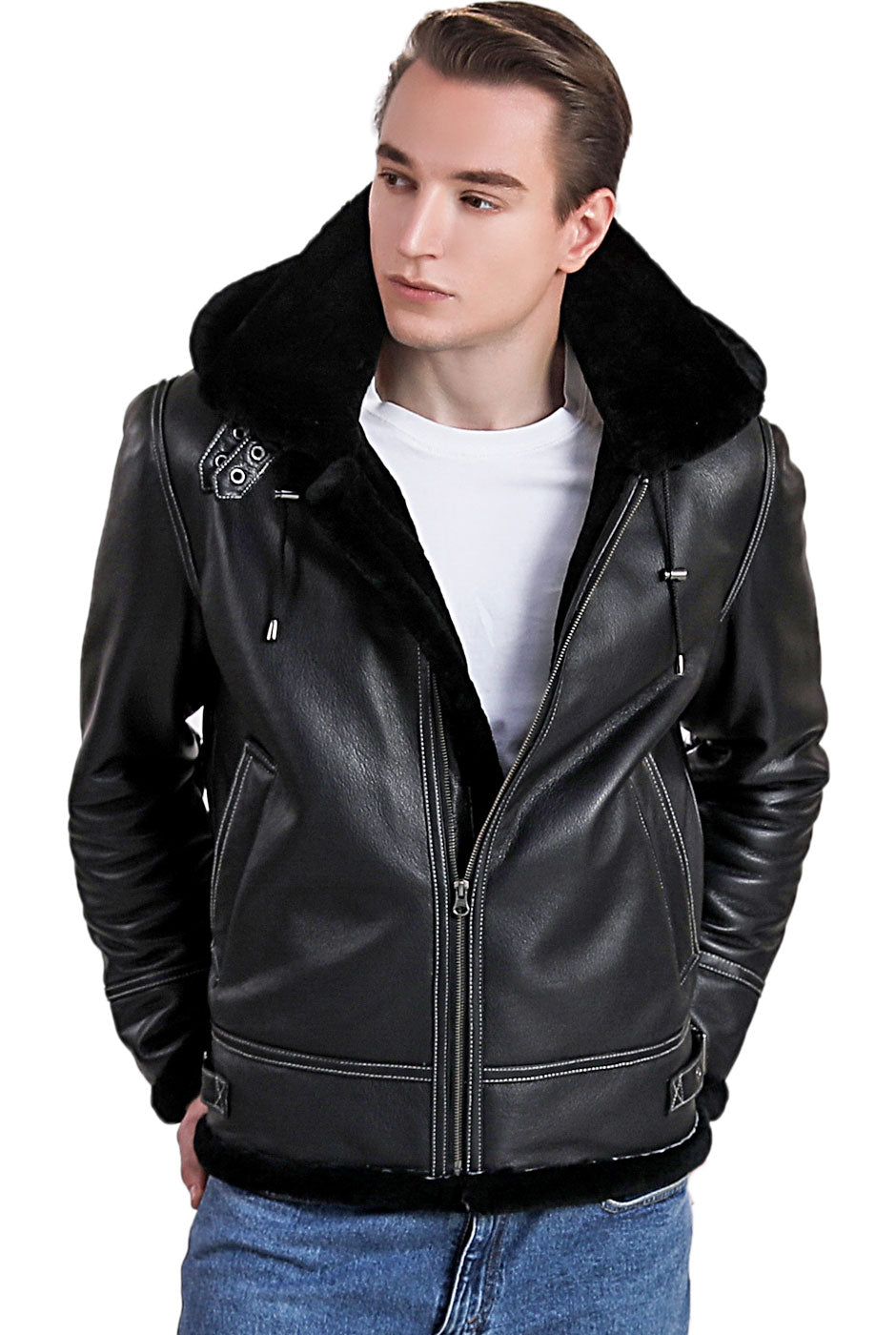 Landing Leathers Men Monogram Collection B-3 Sheepskin Bomber Jacket