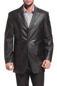 BGSD Men Liam Three-Button Leather Blazer