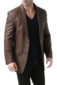 BGSD Men Grant Two-Button Leather Blazer