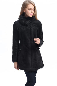 BGSD Women's "Zara" Zip Front Faux Shearling Coat