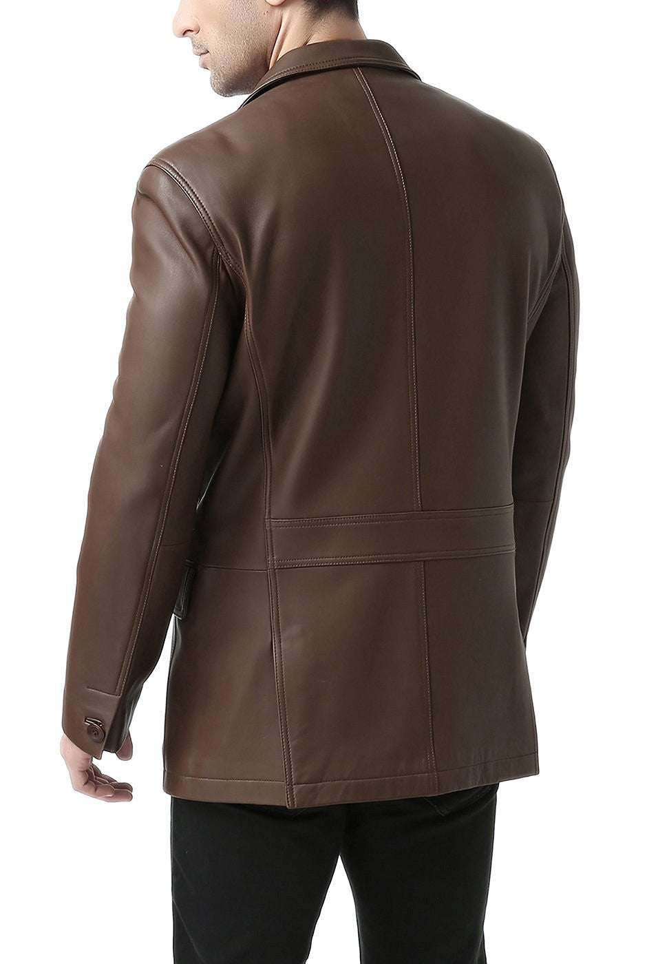 BGSD Men Grant Two-Button Leather Blazer