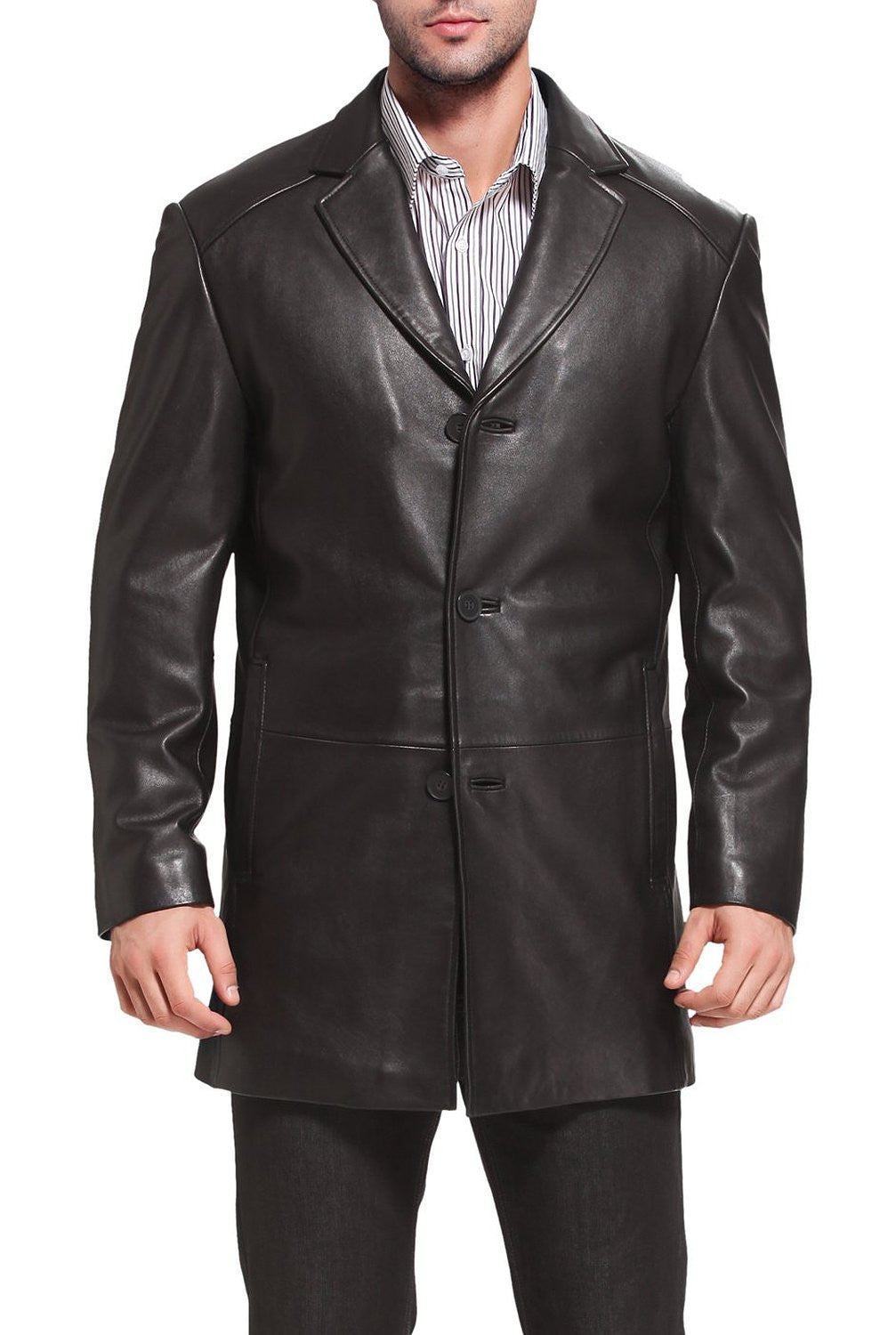 BGSD Men Carter Three-Button New Zealand Lambskin Car Coat