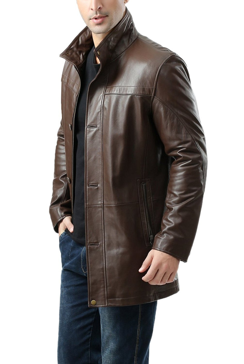 BGSD Men Chad New Zealand Lambskin Leather Car Coat