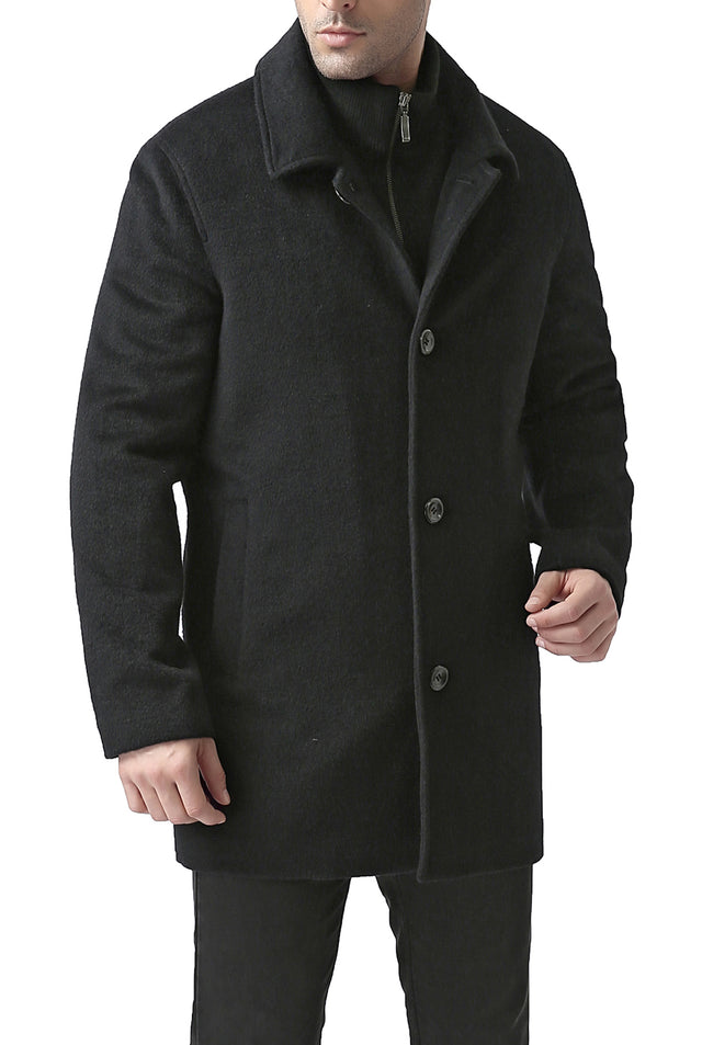 BGSD Men John Wool Blend Car Coat with Removable Bib