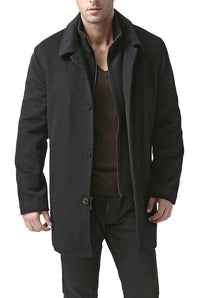 BGSD Men John Wool Blend Car Coat with Removable Bib