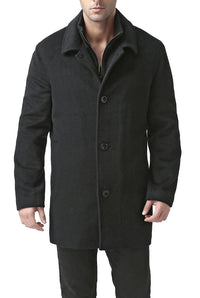 BGSD Men John Wool Blend Car Coat with Removable Bib