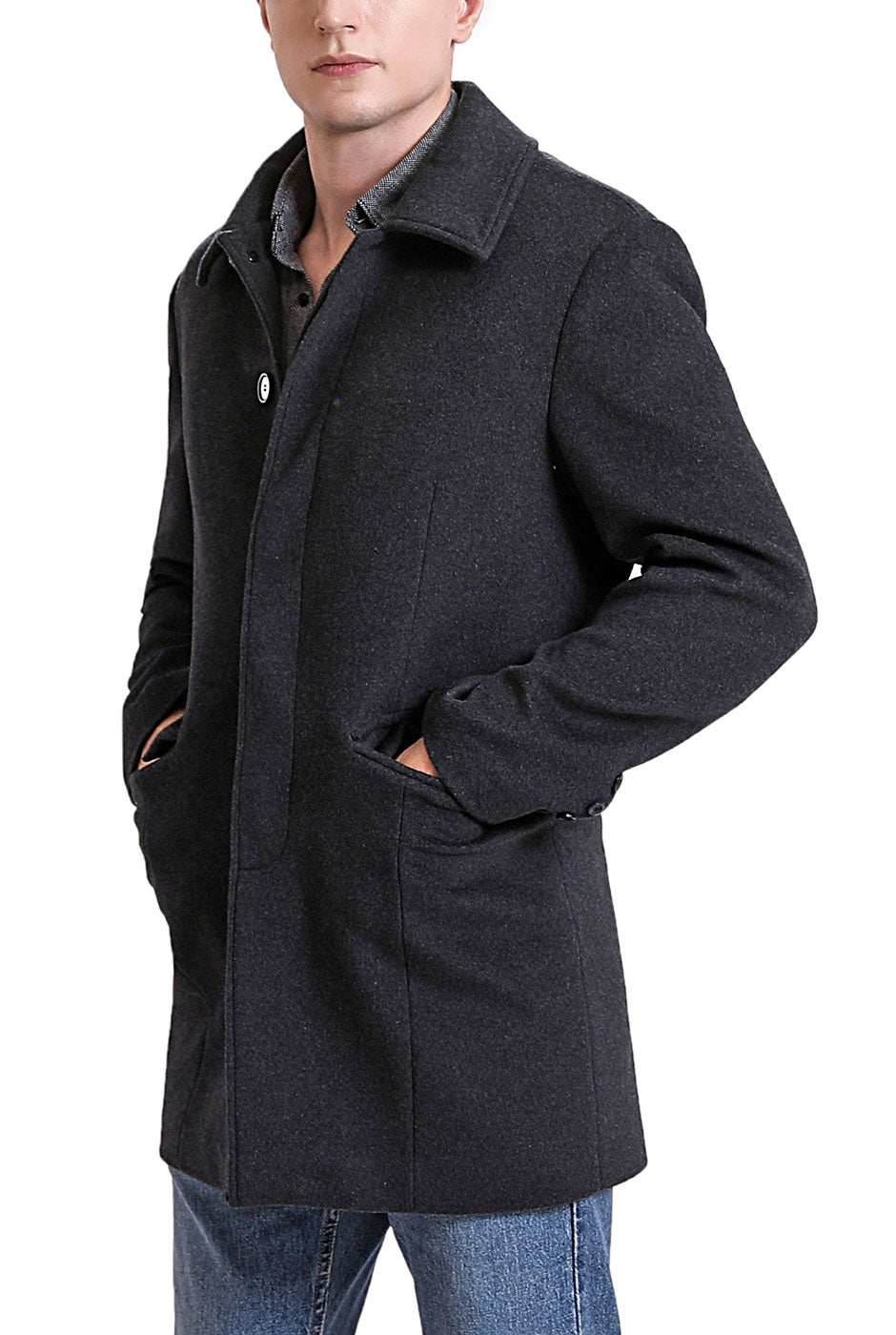 BGSD Men Michael Cashmere Wool Blend Car Coat