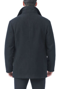 BGSD Men Calvin Wool Blend Car Coat with Removable Bib