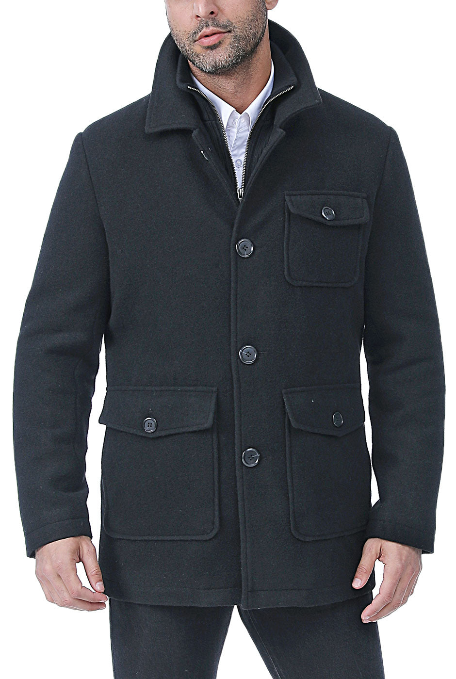 BGSD Men Samuel store Herringbone Wool Blend Bibbed Car Coat ((160.00 VALUE)) Medium