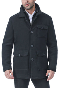 BGSD Men Calvin Wool Blend Car Coat with Removable Bib