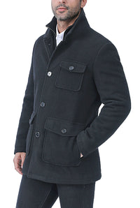 BGSD Men Calvin Wool Blend Car Coat with Removable Bib