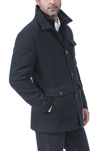 BGSD Men Calvin Wool Blend Car Coat with Removable Bib