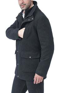 BGSD Men Kenneth Wool Blend Car Coat with Removable Bib