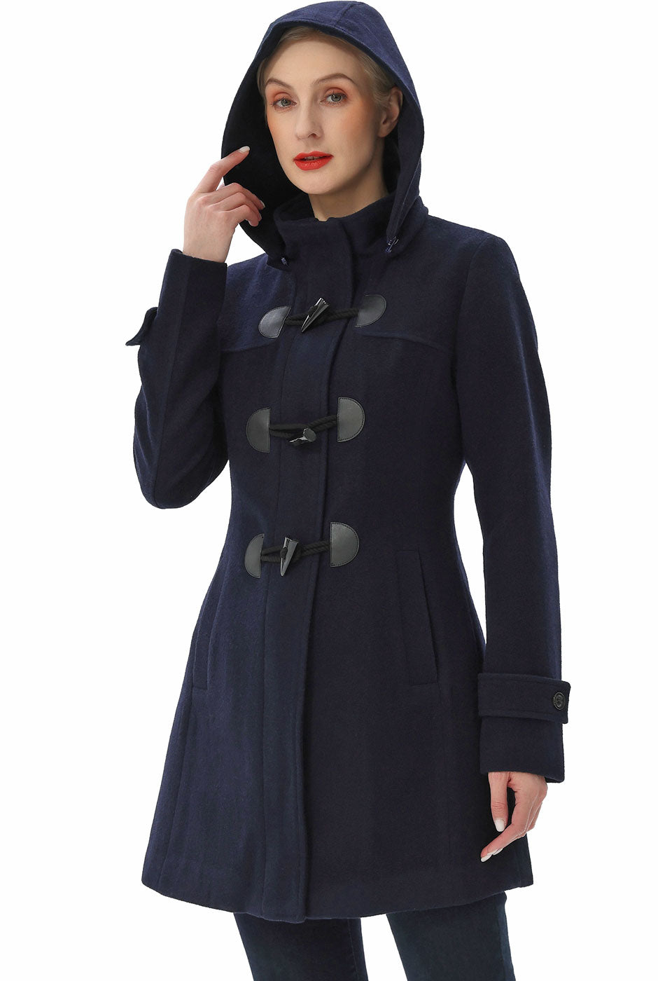 BGSD Women Ava Toggle Hooded Duffle Wool Coat