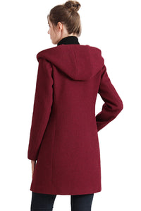 BGSD Women Sol Wool Asymmetrical Hooded Walker Coat