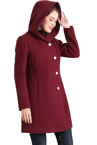 BGSD Women Sol Wool Asymmetrical Hooded Walker Coat