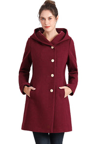 BGSD Women Sol Wool Asymmetrical Hooded Walker Coat