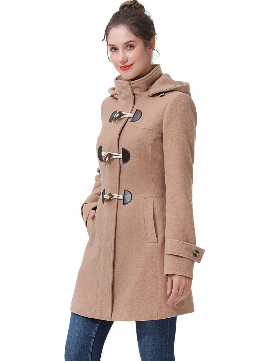 BGSD Women Ava Toggle Hooded Duffle Wool Coat