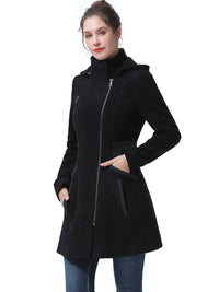 BGSD Women Ivy Hooded Color Block Wool Coat