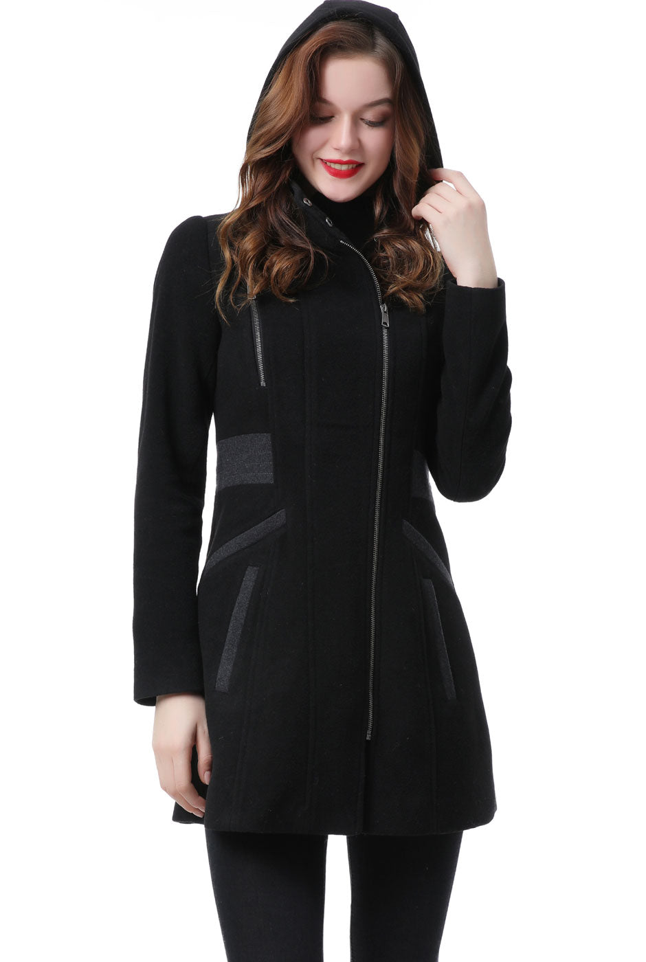 BGSD Women Carrie Wool Color Block Coat