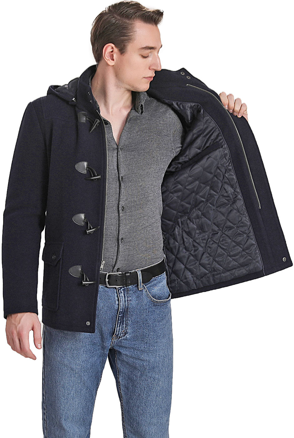 Mens short hot sale duffle coat