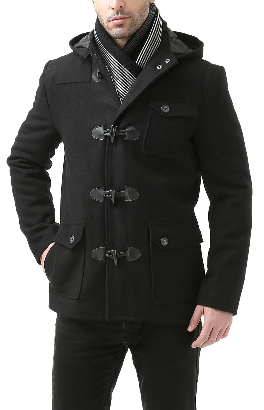 BGSD Men Nathan Wool Blend Patch Pocket Short Toggle Coat