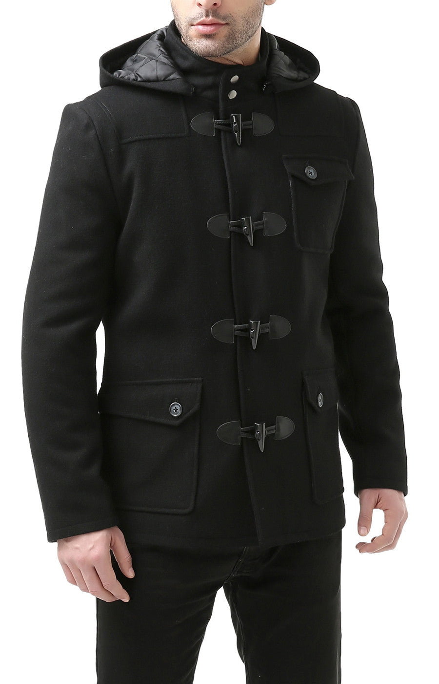 BGSD Men Nathan Wool Blend Patch Pocket Short Toggle Coat