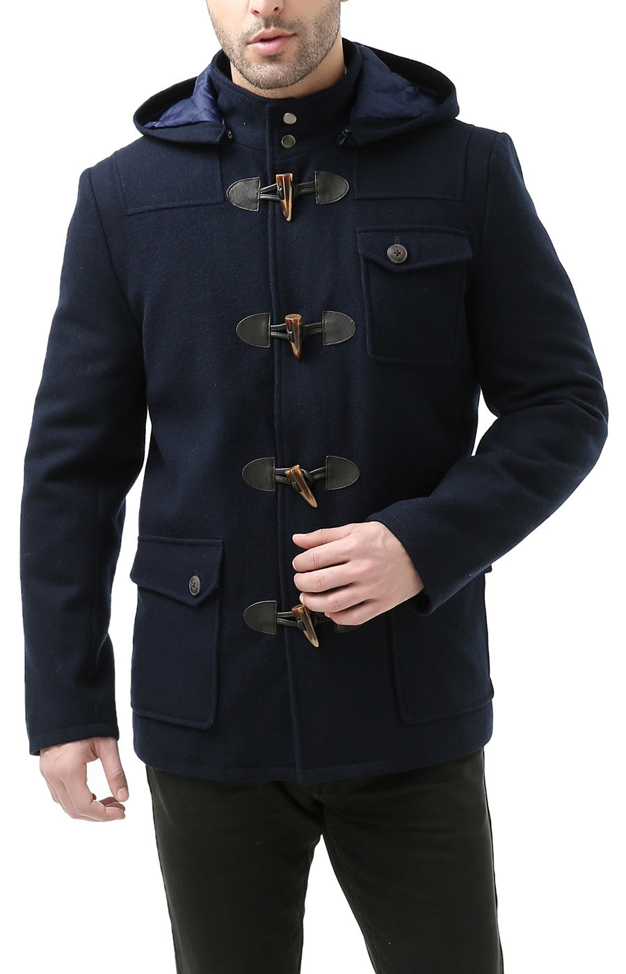 BGSD Men Nathan Wool Blend Patch Pocket Short Toggle Coat