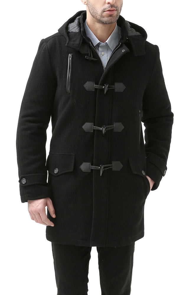 BGSD Men Tyson Wool Blend Leather Trimmed Toggle Coat