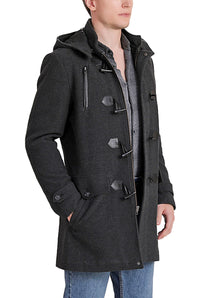 BGSD Men Tyson Wool Blend Leather Trimmed Toggle Coat