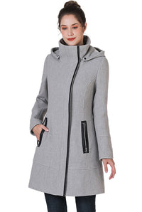 BGSD Women Meg Asymmetric Zipper Wool Coat