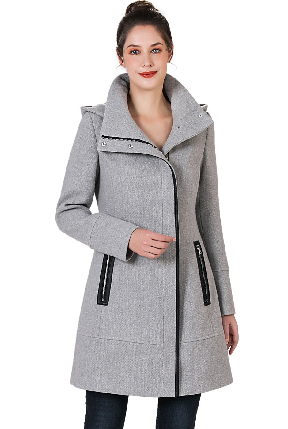 Asymmetrical zip hotsell wool coat