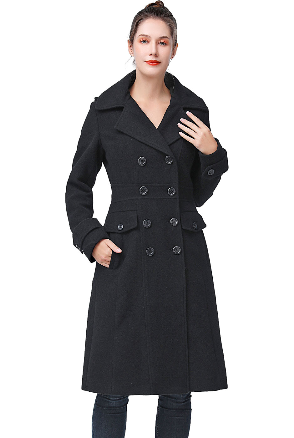 Long gray hot sale peacoat womens