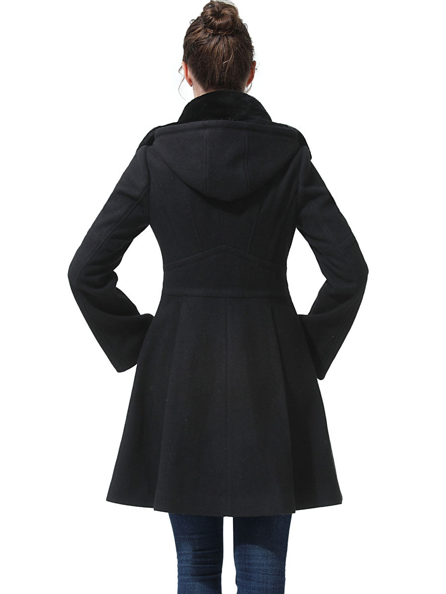 BGSD Women Zoe Fit & Flare Hooded Wool Coat