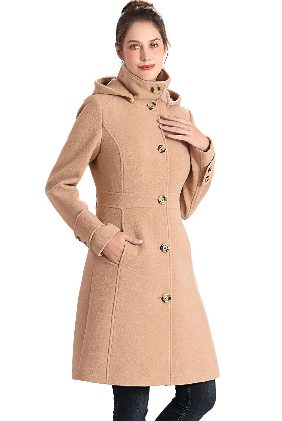 BGSD Women Jem Stand-Collar Wool Coat