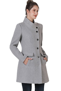 BGSD Women Sue Wool Stand Collar Walker Coat