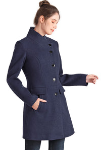 BGSD Women Sue Wool Stand Collar Walker Coat