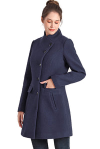 BGSD Women Sue Wool Stand Collar Walker Coat